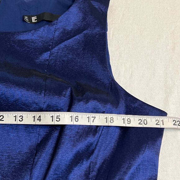 Leslie Fay Blue Fit & Flare Dress 16 Paisley Hem Sleeveless Party Made in USA - Picture 6 of 10